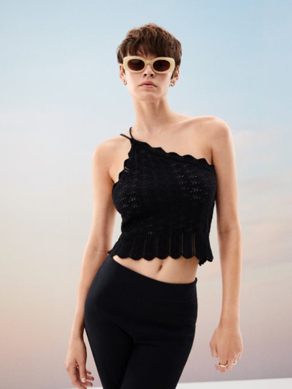 MANGO Knitted crochet cropped top NWT